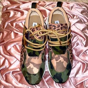 Steve Madden camo and cheetah print tennis shoe